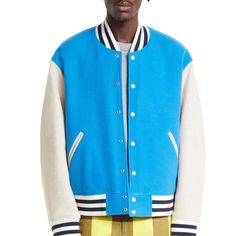 A premium quality varsity bomber jacket with any kind of customization such as your own design, custom size, color, Chenille patches, direct embroidered logos and patches, Sublimation patches, Distressed embroidered patches etc.. Outer Shell Made with high quality Wool  With Original Cowhide Leather Sleeve Inside 100 Percent Polyester Quilted lining 7 Twitch buttons on front Two side Leather Bone Pockets Knitted Ribb on neck, cuffs and waist belt Sublimation Patches, Chenille Patches, Varsity Jackets, Jacket For Men, Leather Sleeve, Baseball Jacket, Custom Logo, Embroidered Patches, Custom Logos