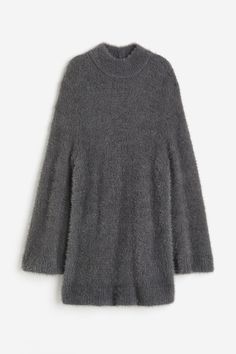 Oversized sweater in a soft  fluffy knit. Round neckline  dropped shoulders  and long sleeves. Ribbing at neckline  cuffs  and hem. Fluffy Knit, Mock Turtleneck Sweater, Lady Grey, Detailed Sweater, Dark Khaki, Cardigan Vest, Women's Sweaters, Mock Turtleneck, Oversized Sweater