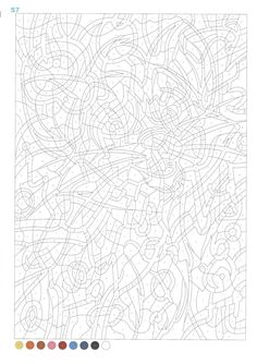 a coloring page with an abstract pattern in the middle and colors on it, along with two