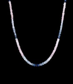 Aquamarine Beaded Necklace - Pink & Blue - 17 inches | Over The Moon Aquamarine Beads, Meeting Place, Contemporary Luxury, Jewelry Studio, Over The Moon, Aquamarine, The Moon, Pink Blue, Solid Gold