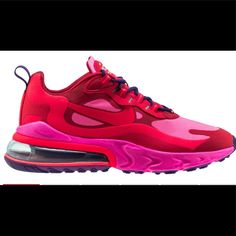 Air Max 270 React Running Shoe (Red/Pink/Crimson) New In Box Nike Shoes Air Max 270, Shoes Air Max, Nike Shoes Air, Sporty Looks, Air Max 270 React, 270 React, Nike Shoes Air Max, Womens Athletic Shoes, Air Max 270