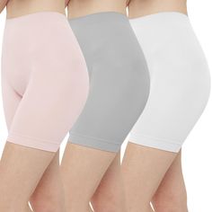 PRICES MAY VARY. NO THIGH CHAFING SLIP SHORTS - These slip shorts are perfect for preventing thigh chafing under dresses and skirts. You can also wear them as REGULAR SHORTS with T-Shirts. These undershorts are also a perfect choice for lounging around at home if you're working remote HIGH WAISTED DESIGN - Our slip shorts feature a high waisted design, providing coverage and support. They are perfect for yoga, workouts, or simply lounging around at home COLORS TO SUIT YOUR NEEDS - This set inclu Shorts For Under Skirts, Shorts For Under Dresses, Legging Court, Anti Chafing Shorts, Thigh Chafing, Womens Short Dress, Slip Shorts, Yoga Workouts, Colored Fabric