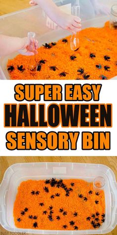 kids are playing with halloween spooky bins and making their own homemade treat