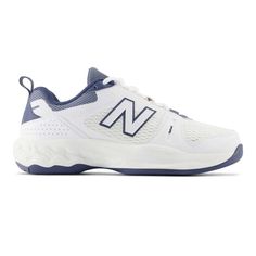 New Balance Women's Fresh Foam X WC1007WT White/Sea Salt/Blue - 10032721 - Tip Top Shoes of New York Sea Salt Blue, New Balance Fresh Foam, White Sea, New Balance Men, New Balance Women, Mesh Material, Herringbone Pattern, Sea Salt, Tennis Shoes