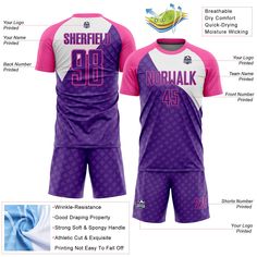 Order the jersey with special name & number you want from our shop, making a vibrant look on the field or daily life! Features: 1. Material: Made from 100% polyester wicking knit with 95% polyester / 5% spandex wicking pinhole mesh 2. Jerseys with sublimation printed name and numbers 3. Moisture-wicking fabric has spongy handle, good draping property and elasticity as well as good dimensional stability and wrinkle-resistance 4. Breathable & Quick-Drying 5. Athletic Cut & Exquisite stitching not Fitted Crew Neck Jersey For Football Season, Pink Sports Jersey With Sublimation Print, Fitted Football Season Jersey, White Breathable Sublimation Design For Sports Season, Fitted Jersey T-shirt For Sports, Fitted Breathable Jersey For Sports Season, Fitted Breathable Jersey For Sports, Breathable Fitted Jersey For Sports Season, Pink Moisture-wicking Jersey For Sports Events