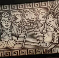 chicano arte Aztec Symbols, Mayan Tattoos, Maya Art