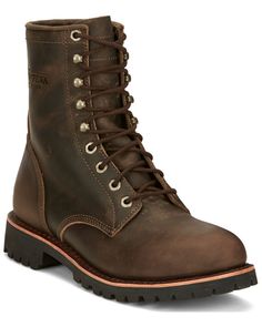 Leather Work Boots, Rounded Toe Boots, Men's Wear, Safety Shoes, Western Wear, Brown Boots, Work Boots, Full Grain Leather