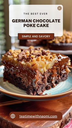 the best ever german chocolate poke cake is made with simple and savory ingredients