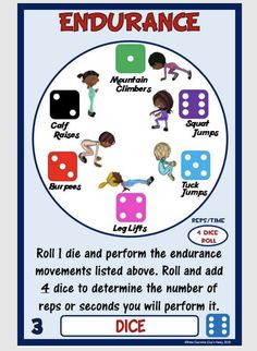 a poster with dices and numbers on it that says, roll the dice and perform the