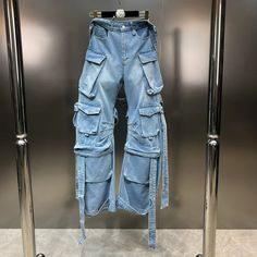 45072385442014|45072385474782|45072385507550|45072385540318 Blue Utility Jeans With Belt Loops, Utility Blue Jeans With Belt Loops, Blue Denim Flare Jeans With Multiple Pockets, High Rise Blue Cargo Jeans With Belt Loops, Blue High Waist Utility Flare Jeans, High Waist Blue Utility Flare Jeans, Jeans Female, Streetwear Denim, Workout Shorts Women