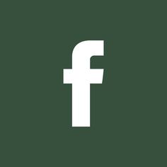 the facebook logo is shown in white on a dark green background with an arrow pointing to it