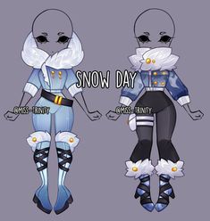 an image of two cartoon characters with snow day on their faces and the words, miss tiny