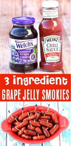 three ingredients to make grape jelly smokies