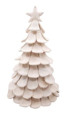 a white christmas tree made out of felt