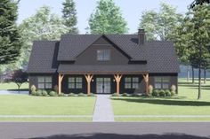 this is an artist's rendering of the front view of a house with porches