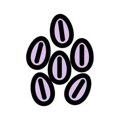 some black and purple circles are on a white background with the word'o'in it