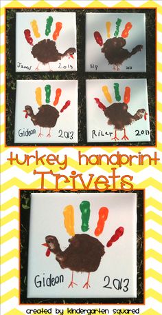 turkey handprint trivets for thanksgiving