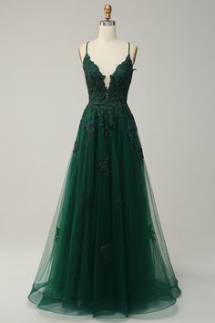 Green Long Prom Dress, Dark Green Prom Dress, Green Formal Dresses, Lace Prom Dress, Profile Header, Prom Dress Inspiration, Floor Length Skirt, Sophisticated Dress, Green Prom Dress