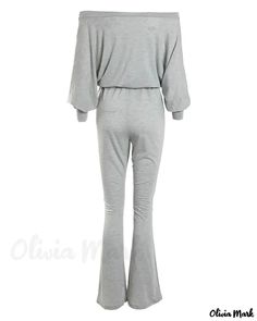 Olivia Mark - Bootcut jumpsuit with drawstring and letter and heart print Trendy Jumpsuits And Rompers For Loungewear, Casual Gray Jumpsuits And Rompers For Loungewear, Gray Long Sleeve Jumpsuits And Rompers For Loungewear, Gray Jumpsuits And Rompers For Spring Loungewear, Gray Jumpsuits And Rompers For Fall Loungewear, Spring Drawstring Jumpsuits And Rompers For Loungewear, Trendy Solid Color Loungewear Jumpsuits And Rompers, Casual Jumpsuits And Rompers With Drawstring For Loungewear, Casual Drawstring Jumpsuits And Rompers For Loungewear