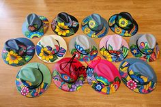 Beautiful Sunflower, Butterfly and Birds Designs Hermosos Sombreros Artesanales Pintados a Mano  Quick Note: If the Option # don't show a size next to them they are size Medium  MEASUREMENTS: Size M 21-22" Size L 22-24" Artisan Multicolor Fedora Straw Hat, Handmade Artistic Fedora With Curved Brim, Traditional Multicolor Hats For Country Events, Artisan Multicolor Hat Bands For Summer, Artisan Handmade Sun Hat For Spring, Handmade Artisan Sun Hat For Spring, Artisan Multicolor Panama Hat With Short Brim, Handmade Multicolor Panama Hat With Short Brim, Artisan Multicolor Sun Hat For Spring