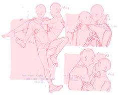 some drawings of people hugging each other in different positions and sizes, with text below