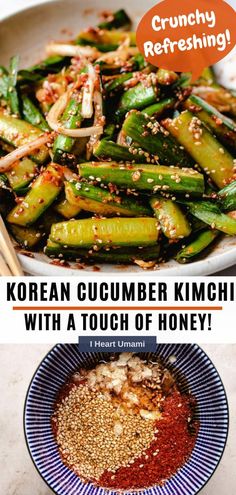 the korean cucumber kimchi with a touch of honey is ready to be eaten