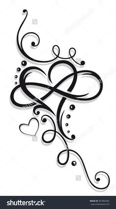 an artistic design with hearts and swirls on a white background stock photo - image