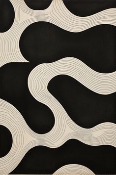 an abstract black and white pattern with wavy lines