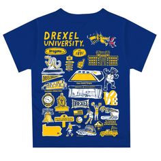 Drexel University Dragons Hand Sketched Vive La Fete Impressions Artwork Boys Gold Short Sleeve Tee Shirt - Vive La Fête - Online Apparel Store Dragon Colors, Drexel University, Gold Shorts, Hand Sketch, Boy Tees, Tee Design, Look Cool, Favorite Team, Soft Knits