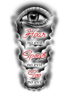 an eye with the words hear no evil speak no evil see no evil on it