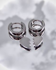 Surgical stainless steel Hypoallergenic 10mm hoops 2 earrings (1 pair) Emo Earrings Aesthetic, Hypoallergenic Metal Huggie Earrings, Silver Heart Charm Huggie Earrings, Silver Huggie Earrings With Heart Charm, Silver Sterling Heart Charm Huggie Earrings, Silver Huggie Earrings With Heart Charm For Gift, Silver Sterling Huggie Earrings With Heart Charm, Metal Huggie Earrings As Gift, Hypoallergenic Heart-shaped Huggie Earrings In Sterling Silver