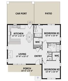 the floor plan for a small house with two bedroom and an attached living room area