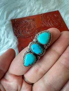 Three gorgeous stacked pieces of turquoise  Set in 925 sterling silver  Size 7  Closed back design  Sterling stamped  Comfortable and lightweight enough to wear daily or wear as a special occasion choice!  Please feel free to ask questions  -Leah 🖤 Blue Band, Back Design, Ring Size 7, Turquoise Sterling Silver, Rings Statement, Sterling Silber, Sterling Silver Ring, Favorite Jewelry, Statement Rings