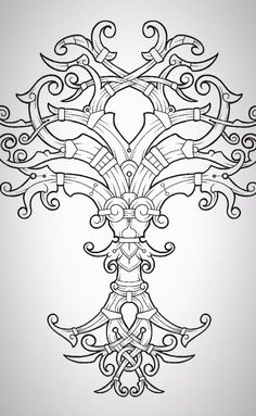 a drawing of an ornate design on a white background