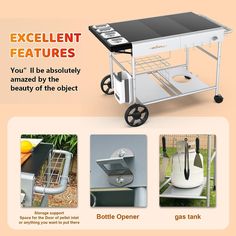 an advertisement for a bbq grill with the words, excellent features you'll be absolutely amazed by the beauty of the object