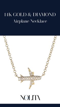 The 14k Gold and Diamond Airplane Necklace is a stunning luxury necklace, perfect for aviation lovers. A timeless design that makes an unforgettable gift for her, blending elegance with a touch of adventure. Luxury Jewelry Gift, Airplane Necklace, Necklace Luxury, Gold G, Luxury Necklace