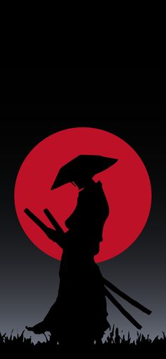 the silhouette of a person with an umbrella