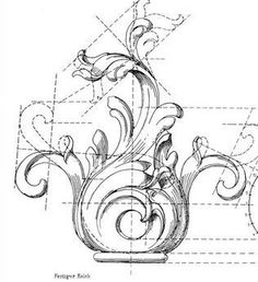 a drawing of an ornate design on a white background