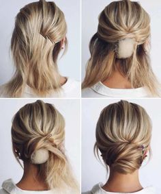 Tutorial chignon facile capelli corti Low Bun Wedding Hair, Wedding Hairstyles Tutorial, Bridal Hair Updo, Elegant Wedding Hair, Summer Hairstyles For Medium Hair, Bridesmaid Hair Updo, Wedding Hair Inspiration