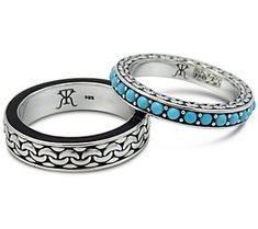 These stack rings are an invitation to play. Mix them with rings already in your wardrobe and try different combinations. It's fun! From Tiffany Kay Studio. Stack Rings, Invitation To Play, Stacking Ring Set, Enamel Ring, One Ring, Ring Size Guide, Silver Turquoise, Turquoise Sterling Silver, Stacking Rings