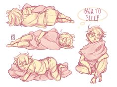 some drawings of people laying down and sleeping