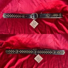 "1\" handmade studded belt. Hand dyed a vintage black.  antiqued nickel plated brass studs and buckle.  Packed solid with studs & Jewels! Custom made to your measurements! Made in California, U.S.A." Adjustable Festival Belts With Rivets, Adjustable Vintage Chain Belt, Victorian Belt Buckle, Vintage Brown Belts With Rivets, Vintage Silver Hand-tooled Belt, Vintage Brown Belt With Rivets, Studded Belt, Suspender Belt, Suspenders