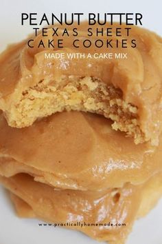 peanut butter texas sheet cake cookies made with a cake mix