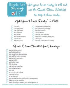 the house cleaning checklist is shown here