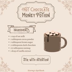 a cup of hot chocolate with whipped cream on top and the words, not chocolate money pot