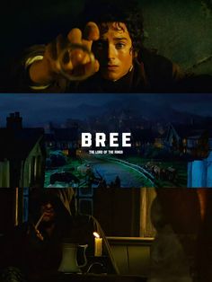 the movie poster for bree is shown in two different frames, one with a man pointing