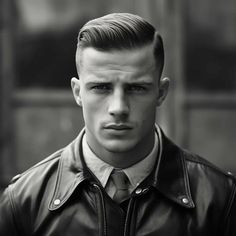 British Hairstyle, 1940s Mens Hairstyles, 1950s Mens Hairstyles, Vintage Hairstyles For Men, Hairstyle 1940, Military Haircuts Men, Classic Mens Haircut, Military Hair