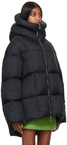 Black Wendy Down Jacket by Ienki Ienki on Sale White Goose, Jackets Winter, Satin Jacket, Satin Jackets, Casual Jackets, Down Jackets, Streetwear Fashion Women, Winter 2023, Funnel Neck