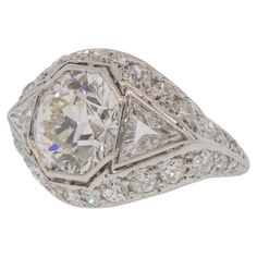 Indulge in vintage excellence with this 3.65ct Old European Cut diamond antique platinum ring. The show-stopping old European cut diamond boasts a K-L color and a sparkling VS2 clarity that wows the eye. Approximately 6.26ctw the whole piece is truly one of a kind. A must-have for a true jewelry enthusiast, this once belonged to a local Seattle fashion designer. Contact us for more of the story. Currently a size 5, this ring can be adjusted to a number of different sizes for a small fee. This ri Luxury Antique Jewelry With Single Cut Diamonds, Seattle Fashion, European Cut Diamonds, Antique Diamond, Platinum Ring, Jewelry Rings Engagement, Ring Verlobung, Fashion Designer, Gemstone Jewelry