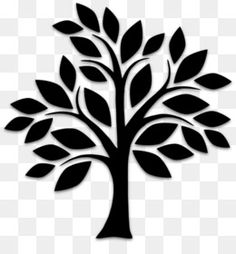 a black and white tree with leaves on the branches, logo, icon png and psd